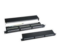 19" Patch panel XtendLan 24port, STP, Cat6, 30µm, duální svorkovnice, černý