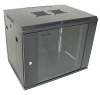 XtendLan 19" nástěnný rozvaděč 9U 600x450, nosnost 60 kg, skleněné dveře, svařovaný, černý