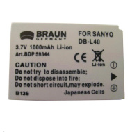 Braun akumulátor SANYO DB-L40, 1200mAh