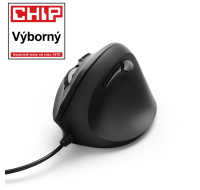 BAZAR - Hama vertikální ergonomická kabelová myš EMC-500, 6 tlačítek, černá (poškodený obal )