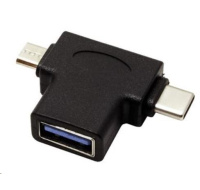 Adaptér USB3.0 female na dva konektory USB 3.1 C/male + micro USB B/male