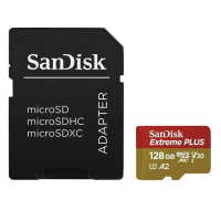 SanDisk micro SDXC karta 128GB Extreme PLUS (200 MB/s Class 10, UHS-I U3 V30) + adaptér