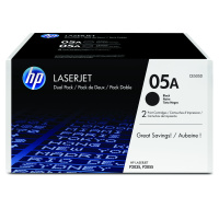 HP 05A Black LJ Toner Cart, 2-pack, CE505D (2,300 / 2,300 pages)