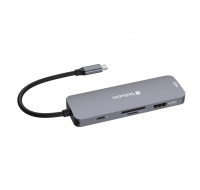 VERBATIM Hub USB-C Pro Multiport 8 Port, 3x USB 3.2, 1x USB-C, 2xHDMI, microSD/SD, šedá