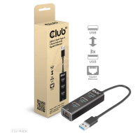 Club3D Rozbočovač, USB-A 3.2 Gen1 na 3x USB 3.1, Gigabit Ethernet