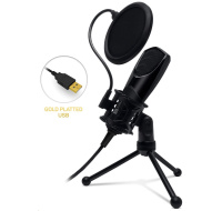 BAZAR - CONNECT IT YouMic mikrofon USB s POP filtrem, pozlacený konektor USB, černý - Poškozený obal (Komplet)