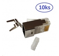 Konektor STP RJ45 (8p8c), Cat6A, 50µm, skládaný, drát - 10 ks