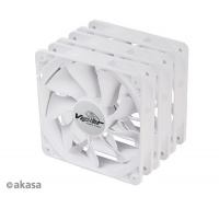 AKASA ventilátor Viper, White Fan 12cm, 120x120x25mm, HDB, 4 pin PWM, 3ks v balení, bílá