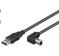 PREMIUMCORD Kabel USB 2.0 A-B propojovací 0.5m - zahnutý B konektor 90°