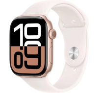 Apple Watch Series 10 GPS + Cellular 42mm Rose Gold Aluminium Case with Light Blush Sport Band - S/M