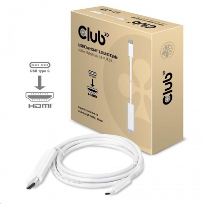 Club3D Kabel aktivní USB typ C na HDMI 2.0 4K60Hz UHD, 1,8m