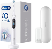 Oral-B iO Series 8 White Alabaster elektrický zubní kartáček, magnetický, 6 režimů, časovač, tlakový senzor, pouzdro