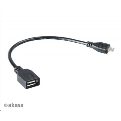 AKASA kabel redukce USB OTG Micro USB male na USB Type-A female, 15cm