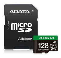 ADATA MicroSDXC karta 128GB Speed Plus, U3, C10, A2, V30 (R:180/W:160 MB/s) + SD adaptér