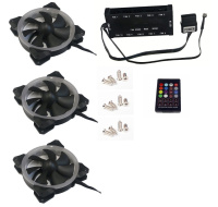 EUROCASE ventilátor RGB 120mm (Turbine blade, FullControl Led), set 3ks + controller