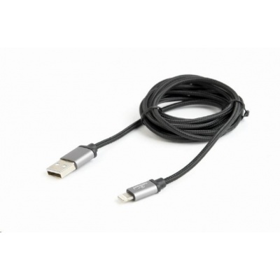 GEMBIRD Kabel CABLEXPERT USB 2.0 Lightning (IP5 a vyšší) nabíjecí a synchronizační kabel, opletený, 1,8m, černý, blister