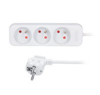 Solight prodlužovací přívod 3m, 3 zásuvky, 16A/3680W, PVC, bílý