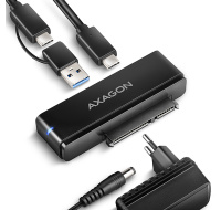 AXAGON ADSA-FPX, USB-C 10Gbps - SATA 6G, 2.5"/3.5" SSD/HDD FAST PORT X adaptér, vč. AC napáječe