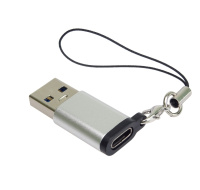 PremiumCord Adaptér USB3.0 A male - USB-C Female, stříbrná s očkem na zavěšení