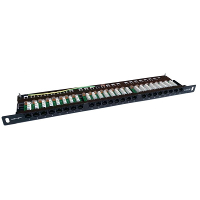 19"/0,5U Patch panel LEXI-Net 24port, UTP, Cat5E, krone, černý