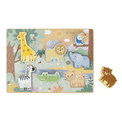 Dřevěné vkládací puzzle - zvířátka v ZOO