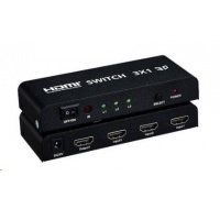 PREMIUMCORD HDMI switch 3:1 kovový s dálkovým ovládáním