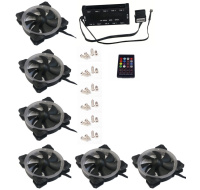 EUROCASE ventilátor RGB 120mm (Turbine blade, FullControl Led), set 6ks + controller