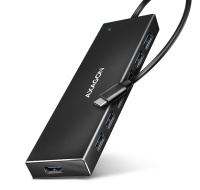 AXAGON HUE-F7C, 7x USB 3.2 Gen 1 ALU FLAT CHARGING hub, micro USB napájecí konektor, kabel USB-C 30cm