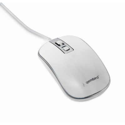 BAZAR - GEMBIRD myš MUS-4B-06-WS, drátová, optická, USB, bílá/stříbrná, poškozený obal
