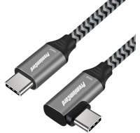 PREMIUMCORD Zahnutý kabel USB-C (USB 3.2 Gen 2, 3A, 60W, 20Gbit/s), hliníkové krytky konektorů, 1m