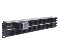 Intellinet 19" 2U Rackmount 15-Way Power Strip - German Type, rozvodný panel, 15x DE zásuvka, 3m kabel