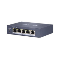 HIKVISION DS-3E0505HP-E, full Gb switch 4x PoE (1x HI-PoE), 1x uplink RJ-45, 60W, dosah až 300m