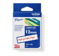 BROTHER TZE132 - kazeta TZ šířky 12mm, laminovaná TZE-132, průsvitná/červené písmo