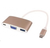 PREMIUMCORD Převodník USB3.1 na VGA + USB3.0 + PD