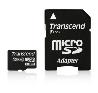 TRANSCEND MicroSDHC karta 4GB Class 10 + adaptér