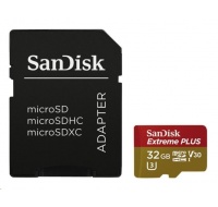 SanDisk MicroSDHC karta 32GB Extreme PLUS (10MB/s, UHS-I V30, Rescue Pro Deluxe) + adaptér