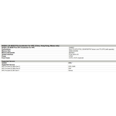 NVIDIA L20 48GB PCIe GPU Accelerator for HPE