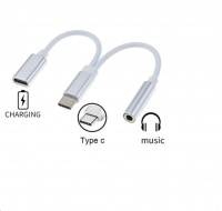 PremiumCord Převodník USB-C na audio konektor jack 3,5mm female + USB typ C konektor pro nabíjení