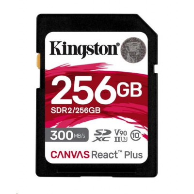 Kingston SDXC karta 256GB Canvas React Plus SDXC UHS-II 300R/260W U3 V90 for Full HD/4K/8K