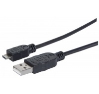 MANHATTAN Kabel propojovací USB 2.0  A Male / Micro-B Male, 1.8m, černý